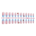 French tip press-on nails with 3D cherry charms and pink-blue gradient design - French Light Blue 3D Cherry Style (3XA2-2504-001)