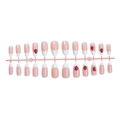 24 stuks Franse amandel nepnagels met rode lieveheersbeestjes op een nude roze basis - Franse Witte Rand Lieveheersbeestje Stijl (2XB1-2504-018)