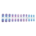Set di unghie finte corte con sfumatura viola-blu e finitura lucida, 24 pezzi - Stile Sfumato Mirtillo Occhio di Gatto (1XG3-2504-019)
