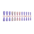 Press-on Nägel in Hellviolett und weißem Gänseblümchen-Muster mit 24er Stück-Set - 3D Geprägtes Florales Lila & Weißes Gänseblümchen-Stil (1XE2-00001)