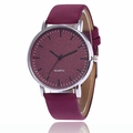 Orologio al quarzo minimalista con quadrante bordeaux opaco e cassa argentata - Rosso