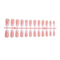 Handmade nude long press-on nails set with French tips and 3D pink bowknot accents - Nude Pink French Bow Style (XA-114-22)