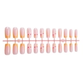 Floral print press-on nails with orange French tips and daisy designs on a 24-piece set - French Orange Floral Strawberry Style(XA-106-80)