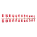 Short square round press-on nails with red pink gradient and splatter pattern - Red Pink Gradient Splatter Style (XG-111-18)