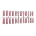 Long square floral press-on nails in dusty rose with 3D resin flowers and rhinestones - Pink Stereoscopic Flower Rhinestone Style (1XA-114-61)