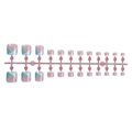 Unghie finte per piedi corte french sfumate blu menta e rosa con brillantini argento - Stile Francese Geometrico Sfumato Blu e Rosa (XH-112-31)