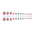 Watermelon theme press-on toenails with green stripes and rhinestone accents - Watermelon Theme Style (XH-112-09)
