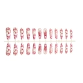 Long square press-on nails with white base and red celestial sun moon star patterns - Star Moon Mystical Style (XM-104-38)