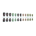24 korte kunstnagels met vintage bloemen- en aardbeipatronen in verschillende kleurstellingen - Retro Bloemen Eend Aardbei Stijl (XD-109-18)
