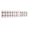 French style short square fake nails with black tips and sparkling gold rhinestones - French Black Edge Rhinestone Style (XG-111-33)