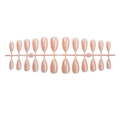 Almond shaped press on nails in peach pink with silver leaf patterns and gold trim detail - Nude Pink Silver Leaf Style (XB-107-92)