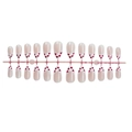 French tip press-on nails with white lace edges and red heart patterns on pink base - French Heart Lace Style (2XB1-2504-031)