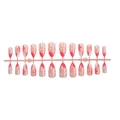 Set unghie finte a mandorla French con decorazioni floreali rosse su base rosa - Unghie a Mandorla Floreali Francesi (XB-107-75)