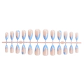 Unghie finte a mandorla blu francese con onde glitterate argento e base rosa carne - Stile Mandorla French Blu Ondulato(2XB1-2504-029)