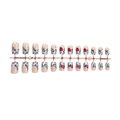 French zebra print press-on nails with red flowers and gold beads on a pink display rack - Zebra Leopard Floral Gold Stud Style(3XG1-2504-001)