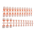 Set unghie finte French arancione e bianco latte per mani e piedi con finitura lucida - Set Unghie Finte French Tip Arancioni Lunghe Quadrate (3XZ1-2504-001)