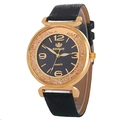 Orologio al quarzo Rinnady da donna con quadrante nero e cassa in oro rosa su sfondo bianco - Nero