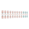 Set di 24 unghie finte French rosa e blu con motivi a cuore per manicure professionale - Xa-103-91