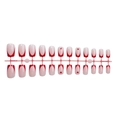 Uñas postizas cuadradas francesas con puntas rojo oscuro y diseño de corazones, set de 24 - Estilo De Corazón Rojo Francés (XL-105-07)