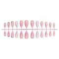 Roze ombre kunstnagels met zilveren glitters en hartjesontwerp op witte achtergrond - Roze Hart Franse Stijl (XA-103-68)