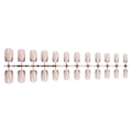 Franse luipaard vierkante kunstnagels, 24 stuks in nude en zwart zebra-ontwerp setje - Franse Dierenprint Stijl (XL-102-94)