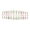 Press-on nail set with 24 pieces featuring matte green, pink leaf art, and silver glitter - Matte Green Pink Leaf Silver Glitter Style (XL-102-46)