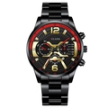 FULAIDA men's black stainless steel sports watch with gold accents and tachymeter bezel - All Black Steel Black Gold Red Style (28)