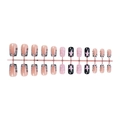 Short square press-on nails with pink star, cow print, and zebra patterns set - Pink Star Black White Cow Zebra Pattern 3D Nails (XM-104-08)