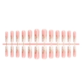 Pink French long coffin press-on nails with golden bow designs and 24-piece set - Pink Gold Line Bow French Style (XA-106-32)