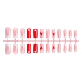 24pcs French heart press on nails set in pink and red glossy finish for Valentine's Day - Red and Pink Heart French Style (XL-105-06)