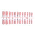 Rosa-weiße French Press-on Nails mit 3D-Schleifen, Blumen und Strasssteinen, 24er-Set - Nude Pink Französischer 3D Schleifen Blumen Stil (XA-106-94)