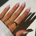 Anillo chunky irregular dorado con acabado metálico brillante en el dedo - Estilo Francés Floral Púrpura (XA-30-11)