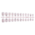 Uñas postizas francesas rosas y blancas con pedrería brillante y detalles de cristal - Xd-109-02