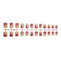 24pcs short square press-on nails with red and white gradient watercolor effect - Red and White Gradient Blush Style(XG-111-17)