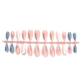 Set di 24 unghie finte a mandorla con motivi a foglia rosa e blu dipinti a mano - Forma a Mandorla Dipinta con Foglie Rosa e Blu (XG-101-39)