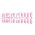 Gradient pink long coffin false nails with delicate white snowflakes and silver glitter - Pink Gradient Snowflake (XA-100-31)