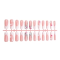French press-on nails in pink and white with 3D flower accents and sparkling rhinestones - French Pink and White 3D Flower Rhinestone Style (XA-114-13)
