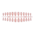 Nude almond-shaped press-on nails with silver glitter French tips, 24-piece full set kit - Nude Pink Gold Glitter French Style (XL-102-22)
