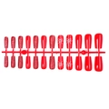 Christmas red glitter press-on nails set with white bow and rhinestone designs - Red Bow Glitter Style (XG-101-04)