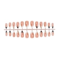 Almond press-on nails set with French tips, leopard print design and gold foil accents - French Leopard Nude Style (XG-101-43)