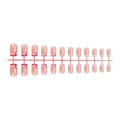 Franse stijl 24-delige roze gradiënt nepnagels met witte golfpatronen in geschenkdoos - Roze Verloop Kerstmuts Stijl (XG-101-59)