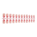 Short French Christmas style press-on nails with red wave tips in 24-piece set box - Red and White Christmas Hat French Style (XG-101-61)
