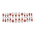 Brown ombre French press-on nails with burgundy accents and leopard print designs - French Burgundy Leopard Amber Style (XA-100-81)