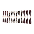 Leopardenmuster und bordeauxrote Stiletto-Kunstnägel mit Silberperlen-Akzenten, 24er-Set - Dunkelrot Leopard Französischer Stiletto-Stil (XG-101-08)