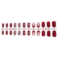 Rote Weihnachts-Nagelsticks mit Glitzer und Schneeflocken auf Kunststoffhalterung - Rot-Weißes Schneeflocken-Streifen-Stil (XG-101-70)