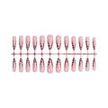 Unghie finte stiletto lunghe rosa con punte french a motivo leopardato marrone - Stile Francese Leopardo Rosa Nude (XL-102-81)