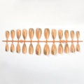 Almond press-on nails with nude pink base and gold glitter lines, 24-piece full set on stand - Nude Pink Gold Glitter Wave Style (XG-101-54)