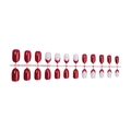 Unghie finte ovali french con punte rosso scuro e bianche, set da 24 pezzi - Stile Ovale Francese Rosso Vino Scuro (XG-101-75)