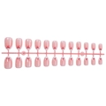 Pink gradient French press-on nails with red bow designs, short oval shape 24pcs set - French Bowknot Short Oval Style (XL-102-92)