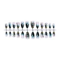 Deep green marble press-on nails set with 3D star charms and rhinestones - Dark Green Marble 3D Decorative (XG-101-69)
